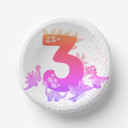 3rd Birthday. Dinosaur Design. My third birthday.  ペーパーボウル (正面)