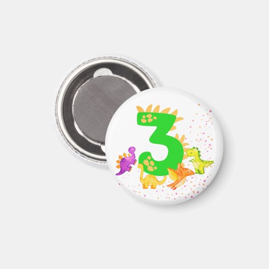 3rd Birthday. Dinosaur Design. My third birthday. マグネット (正面/裏面)