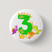 3rd Birthday. Dinosaur Design. My third birthday.  缶バッジ (正面)