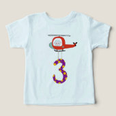 3rd Birthday Firefighter Helicopter Shirt (デザイン正面)
