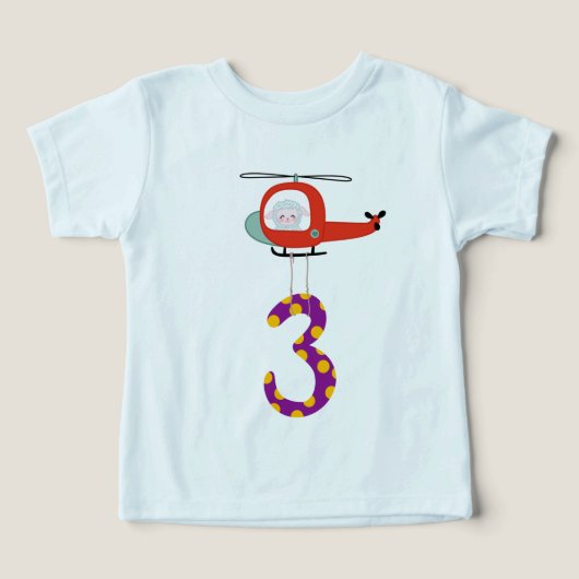3rd Birthday Firefighter Helicopter Shirt (デザイン正面)