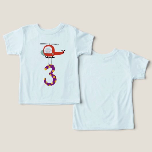 3rd Birthday Firefighter Helicopter Shirt (デザイン正面&裏面)