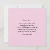 3rd Birthday For Girls - Cute Zebra Greeting Card (裏面)