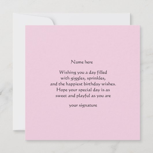 3rd Birthday For Girls - Cute Zebra Greeting Card (裏面)