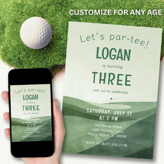 3rd Birthday Golf Par-tee Watercolor Any Age 招待状