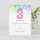 3rd birthday in pink and lilac birthday party 招待状 (スタンド正面)