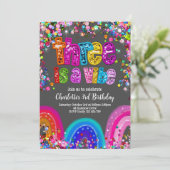 3rd Birthday Invitation Girls Sparkle Party 招待状 (スタンド正面)