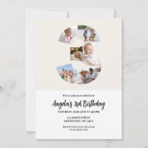 3rd Birthday Invitation Minimalist - Number 3