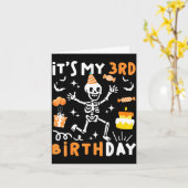 3rd birthday kids funny skeleton 3rd boo day カード (黄色い花)
