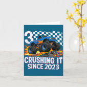 3rd Birthday Monster Truck 3 Year Old Boys Party B カード (黄色い花)