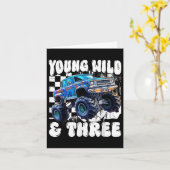 3rd Birthday Monster Truck Young Wild And Three 3  カード (黄色い花)