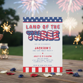 3rd Birthday Party Patriotic USA Flag July 4th 招待状