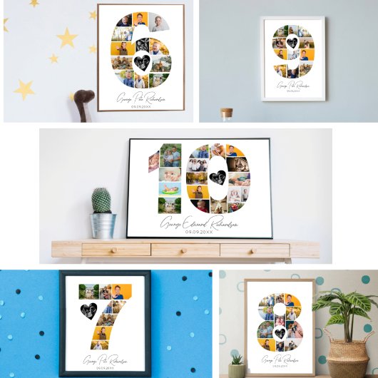 3rd Birthday Photo Collage Poster Keepsake ポスター