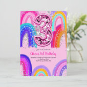 3rd Birthday Rainbow Fun Glitter 招待状 (スタンド正面)