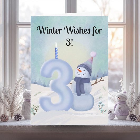 3rd Birthday Snowman with Snowy Three カード