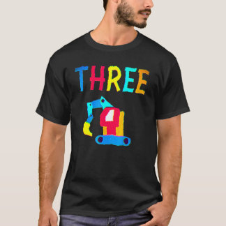 3rd Birthday Three 3 Years Old Boy Construction Tr Tシャツ