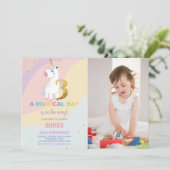 3rd Birthday Unicorn誕生日招待状w photo 招待状 (スタンド正面)