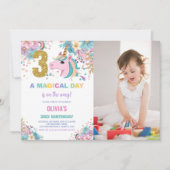 3rd Birthday Unicorn誕生日招待状w photo 招待状 (正面)