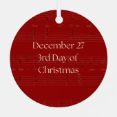 3rd Day of Christmas Three French Hens Ornament メタルオーナメント (裏面)