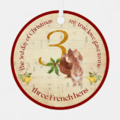 3rd Day of Christmas Three French Hens Ornament メタルオーナメント (正面)