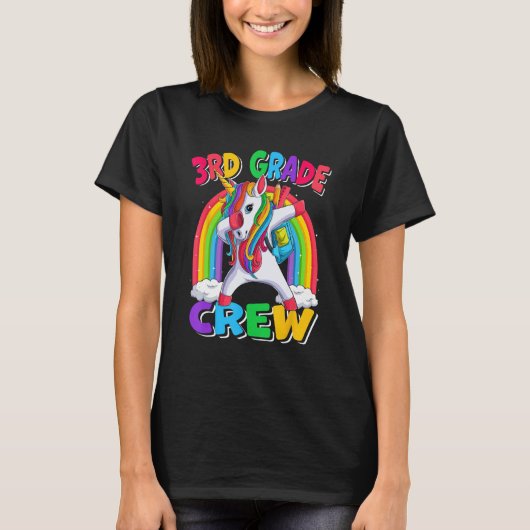 3rd Grade Crew Dabbing Unicorn Back to School Kids Tシャツ (正面)