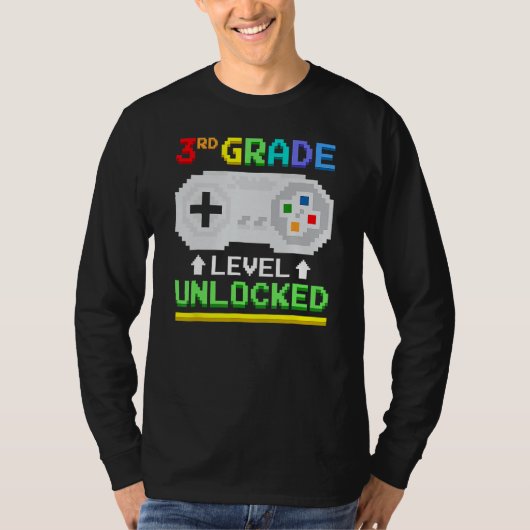 3rd Grade Level Unlocked Back To School Gamer Boys Tシャツ (正面)