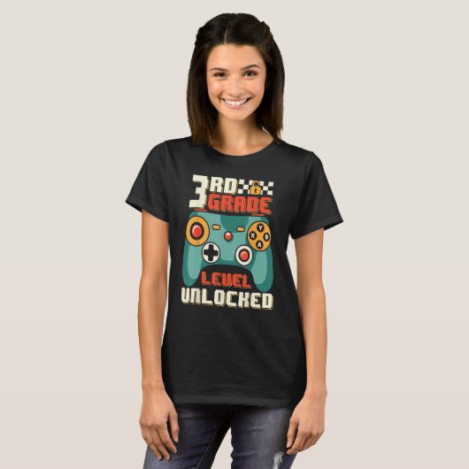 3rd Grade Level Unlocked Video Game Back To School Tシャツ (正面フル)