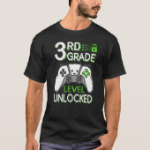 3rd Grade Level Unlocked VideoGame Gamer Back to S Tシャツ (正面)