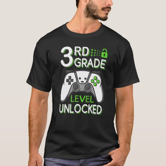 3rd Grade Level Unlocked VideoGame Gamer Back to S Tシャツ (正面)