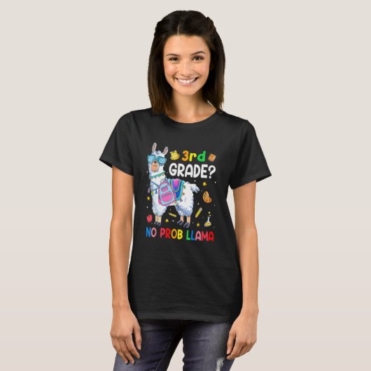 3rd Grade No Prob Llama  Back To School Outfit Tシャツ (正面フル)
