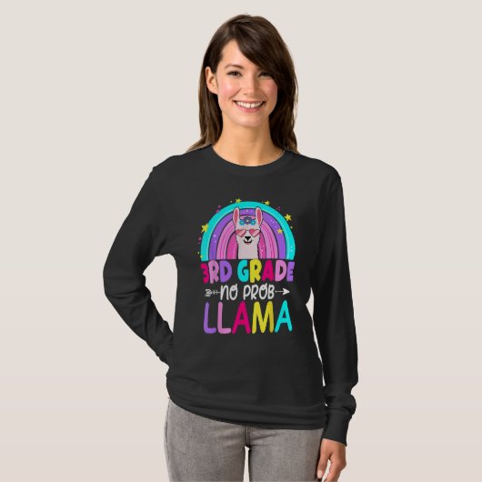 3rd Grade No Prob Llama Rainbow Back To School Tea Tシャツ (正面フル)