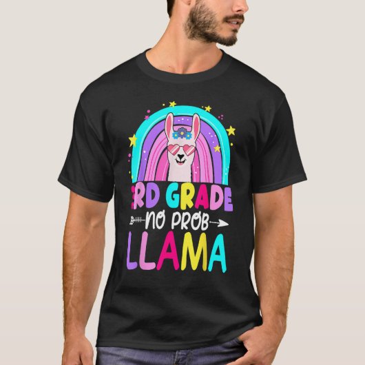 3rd Grade No Prob Llama Rainbow Back To School Tea Tシャツ (正面)