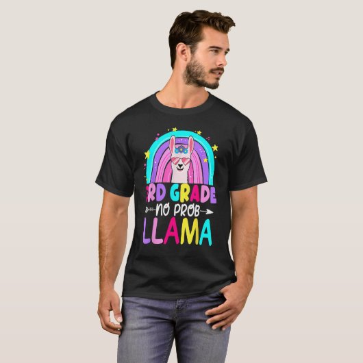 3rd Grade No Prob Llama Rainbow Back To School Tea Tシャツ (正面フル)