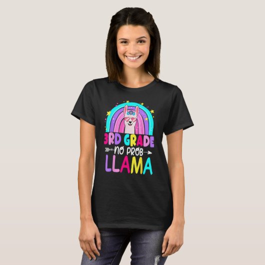 3rd Grade No Prob Llama Rainbow Back To School Tea Tシャツ (正面フル)