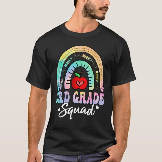 3rd Grade Squad Back To School Rainbow Teacher Gir Tシャツ (正面)