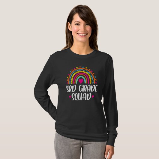 3rd Grade Squad Rainbow Back To School Teacher Wom Tシャツ (正面フル)