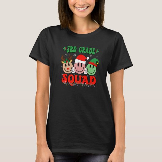 3rd Grade Squad Retro Groovy Christmas Teacher Lif Tシャツ (正面)