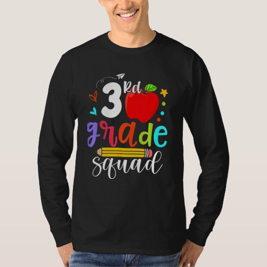 3rd Grade Squad Third Teacher Student Team Back To Tシャツ (正面)