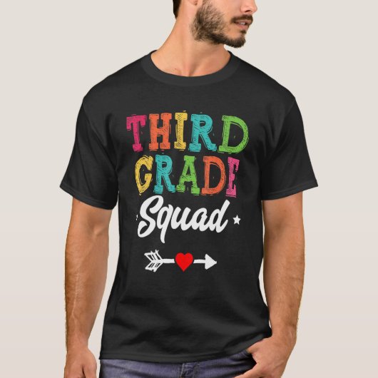 3rd Grade Squad Third Teacher Student Team Back To Tシャツ (正面)