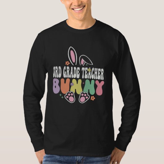 3rd Grade Teacher Bunny Easter Day Groovy Family M Tシャツ (正面)