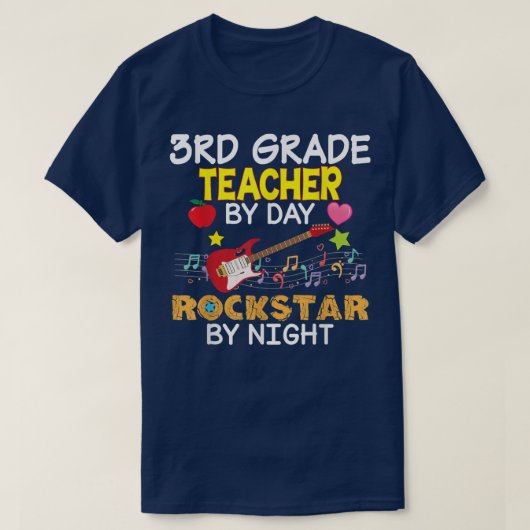 3rd Grade Teacher By Day Rockstar Night Third Back Tシャツ (デザイン正面)
