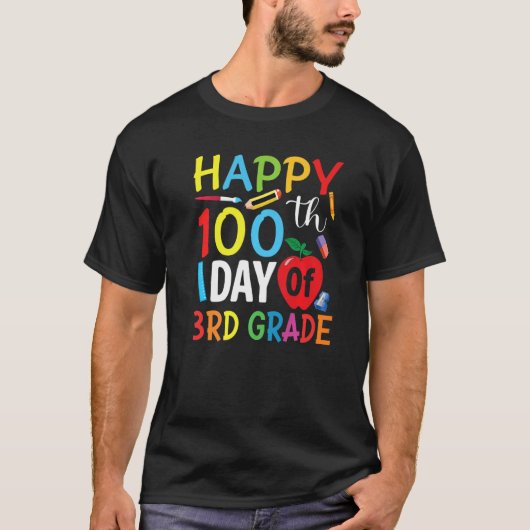 3rd Grade Teacher Child Happy 100th Day of School Tシャツ (正面)