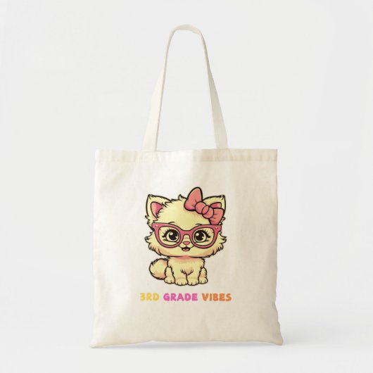 3rd Grade Vibes Back to School Cute Cat トートバッグ (正面)