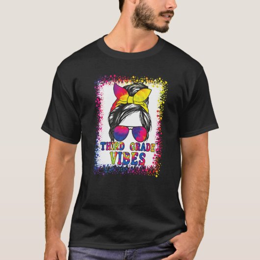 3rd Grade Vibes Messy Bun Back To School Kids Girl Tシャツ (正面)