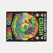 3rd I'm Ready To Crush Third Grade Dinosaur Gamer  フリースブランケット (正面(横))
