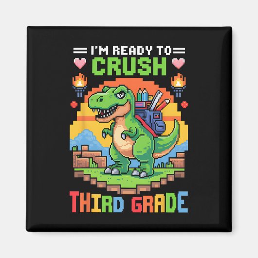 3rd I'm Ready To Crush Third Grade Dinosaur Gamer  マグネット (正面)