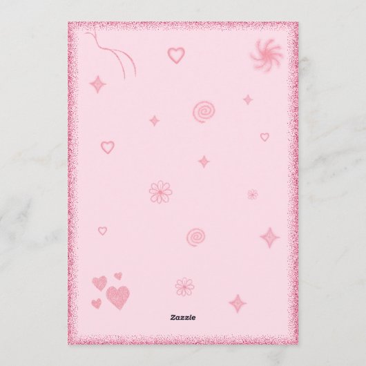 3rd Pink Glitter Birthday | Sparkle Glitter  招待状 (裏面)