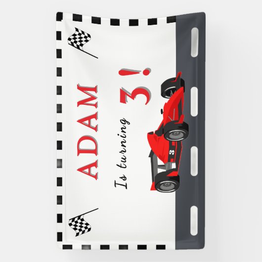 3rd Race Car Birthday – Party Banner Fun! 横断幕 (縦)