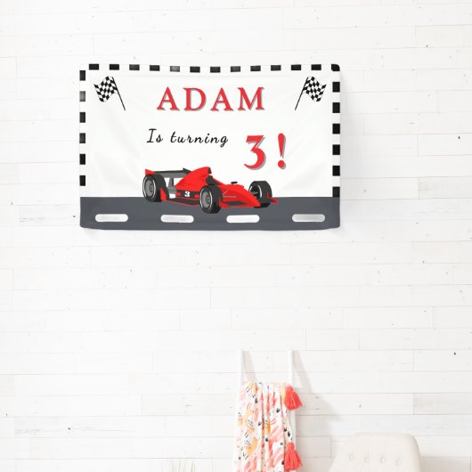 3rd Race Car Birthday – Party Banner Fun!  横断幕 (インサイチュ)