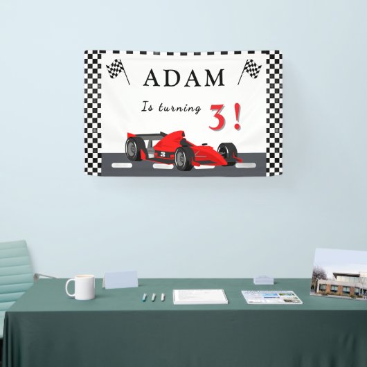 3rd Race Car Birthday – Party Banner Fun!  横断幕 (トレードショー)